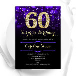Invitation Purple Gold Surprise 60e anniversaire<br><div class="desc">Surprise 60e anniversaire invitation de fête. Design élégant violet avec de l'or de parties scintillant imitation. Dispose de diamants élégants, lumières de livres et police de script. Hommes ou femmes anniversaire invitation. Idéal pour une fête d'anniversaire pour adultes. Personnalisez avec vos propres détails. Message-moi si vous avez besoin d'une personnalisation...</div>