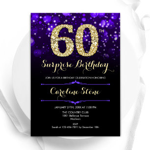 Invitation Purple Gold Surprise 60e anniversaire
