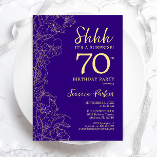 Invitation Purple Gold Surprise 70e anniversaire