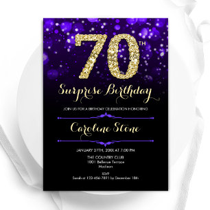 Invitation Purple Gold Surprise 70e anniversaire