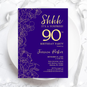 Invitation Purple Gold Surprise 90e anniversaire