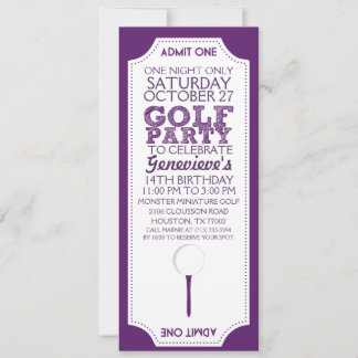 Invitation Purple Golf Billet Golf Anniversaire Fête Invitati