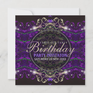Invitation Purple Goth Deco Dentelle fabuleuse 40 fêtes Invit