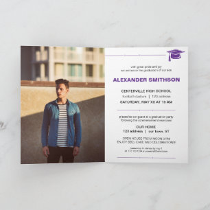 Invitation Purple Gras Lettres Diplômées et Diplôme de Casque