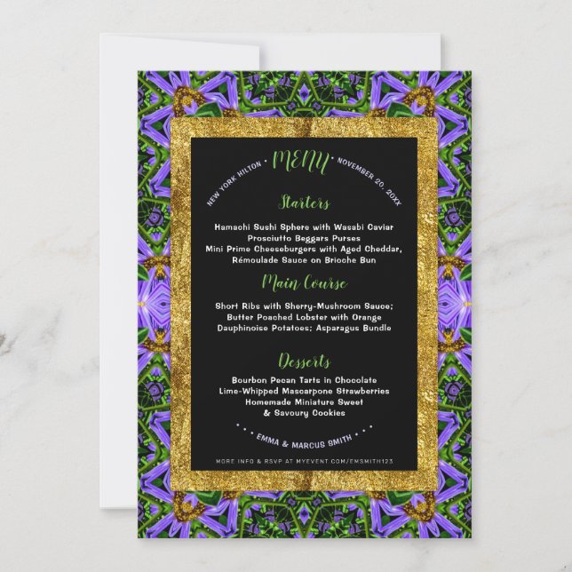 Invitation Purple Green Geometry Energy Menu Special Event Ta (Devant)