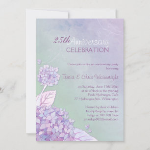 Invitation Purple + Green Hydrangea 25e anniversaire de Maria