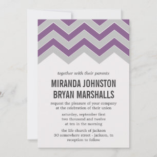 Invitation Purple & Grey Chevron Conception Mariage Invitatio