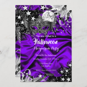 Invitation Purple Halloween Magique Night Masquerade Party