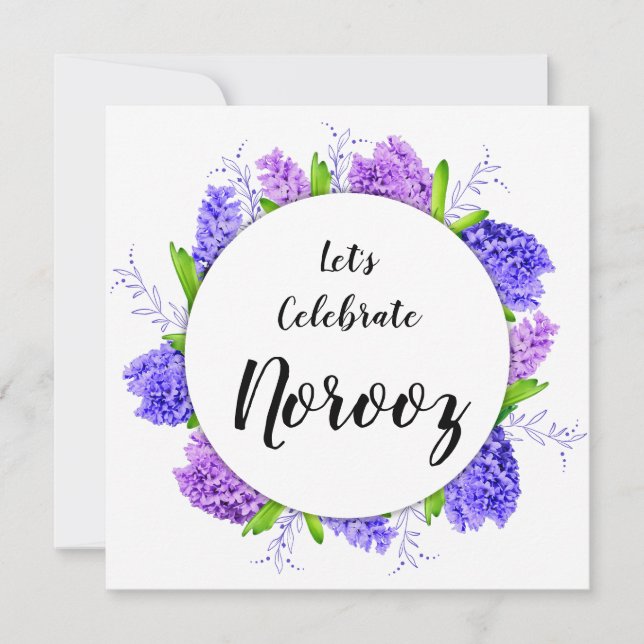 Invitation Purple Happy Norooz nouvelle année Hyacinth Wreath (Devant)