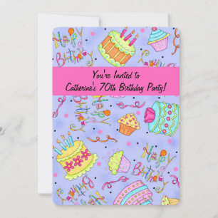 Invitation Purple Hot Pink Tween 12ème anniversaire Invitatio