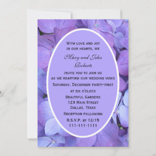 Invitation Purple Hydrangea Blossoms Vow Renouvellement