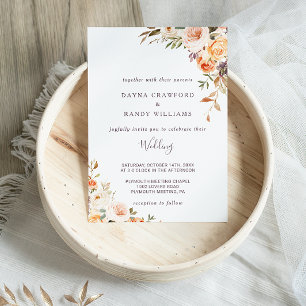 Invitation Purple Jaune Blush Automne Mariage Floral
