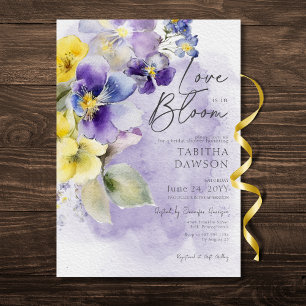 Invitation Purple Jaune Floral Amour En Fleur Douche Moderne