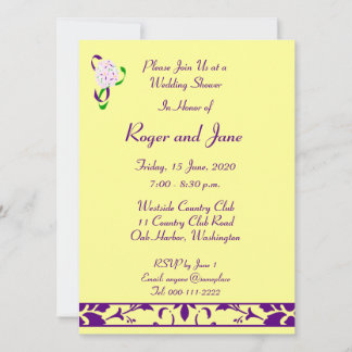 Invitation Purple, Jaune, Mariage damassé Showwwwwwick Invita