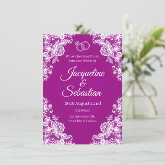 Invitation Purple Lace Wedding