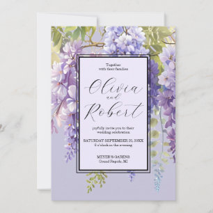 Invitation Purple lavande aquarelle fleurie glycine mariage