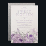 Invitation Purple Lavande Shimmer Floral Sweet 16 Partie<br><div class="desc">Purple Lavender Shimmer Floral Sweet 16 Party Invitation Voir la collection correspondante dans notre niche et notre magasin de niche</div>