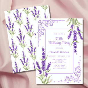 Invitation Purple Lavender Antique Frame 70e anniversaire