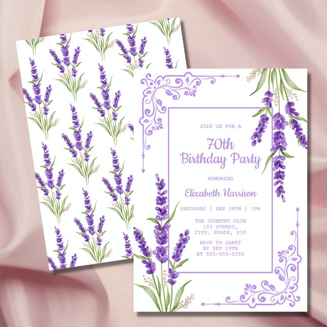 Invitation Purple Lavender Antique Frame 70e anniversaire (Créateur téléchargé)