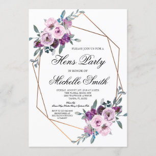 Invitation Purple Lavender Boho Floral Geometry Hens Party