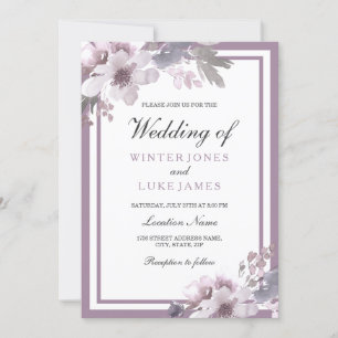 Invitation Purple Lavender Floral Aquarelle Mariage élégant