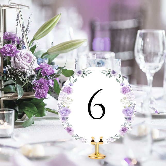 Invitation Purple Lavender Floral Round Table Number (Créateur téléchargé)