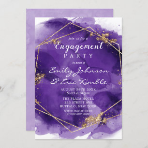 Invitation Purple Lavender Gold Paint Engagement Party Invita