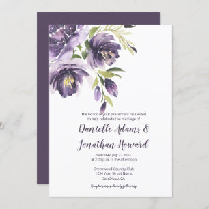 Invitation Purple Lavender Peonies Mariage de verdure