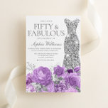 Invitation Purple Lavender & Silver 50e fête d'anniversaire<br><div class="desc">Purple Lavender & Silver Invitation de fête du 50e anniversaire - 50 et Fabulous Invitation Voir la collection correspondante dans Niche et Nest Store</div>