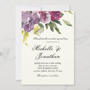 Invitation Purple Lavender Simple Floral Mariage chrétien