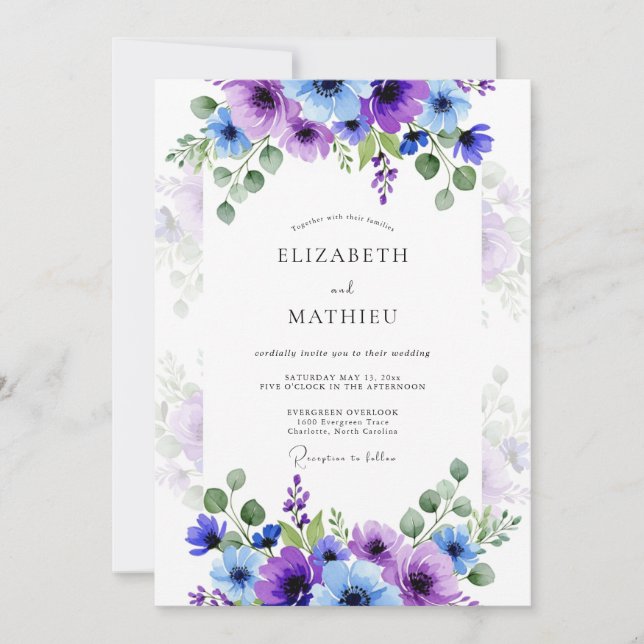 Invitation Purple Lavender Stunning Spring Wedding (Devant)