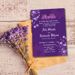 Invitation Purple Lavender Walima Mariage islamique Lavender