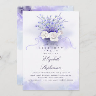 Invitation Purple Lavenders Élégante fête d'anniversaire flor