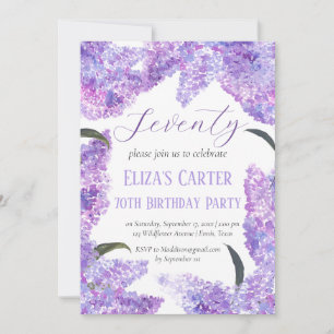 Invitation Purple Lilac 70ème Soixante-Dix Floral Elégant Ann