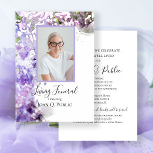 Invitation Purple Lilac Fleurs Vivant Fête funéraire