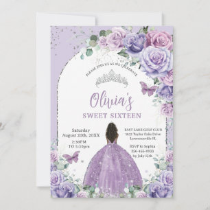 Invitation Purple Lilac Floral Brown fille douce 16 Anniversa