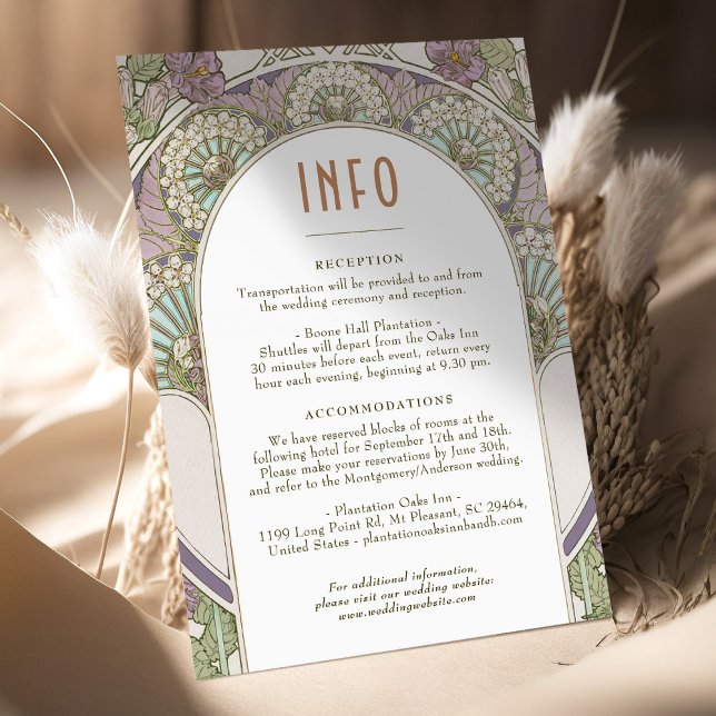 Invitation Purple Lilac Mariage Insérer INFO Vintage Nouveau (Créateur téléchargé)