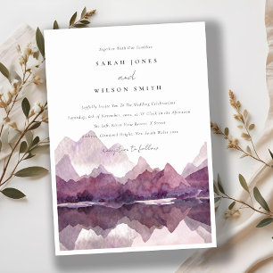 Invitation Purple Lilac Watercolor Mariage du lac Mountain