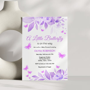 Invitation Purple Little Butterfly est sur le Baby shower Way