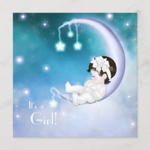 Invitation Purple Lune Baby Girl Douche
