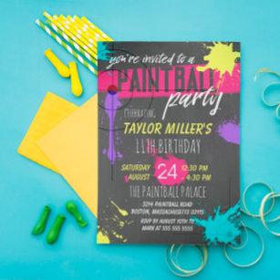 Invitation Purple & Magenta Paint Splash Party