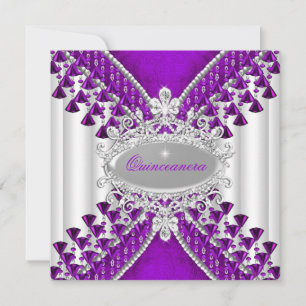 Invitation Purple Magenta White Quinceanera fête d'anniversai