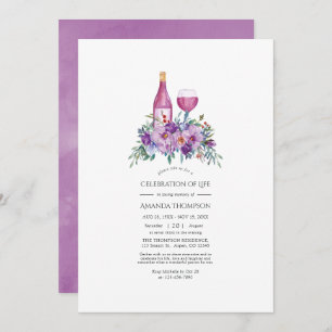 Invitation Purple Magnolia & Vins Rose Célébration de la vie