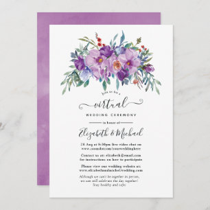 Invitation Purple Magnolias et Roses en ligne Mariage virtuel