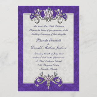 Invitation Purple Mariage damassé