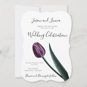 Invitation Purple Mauve Tulip Minimaliste Élégant