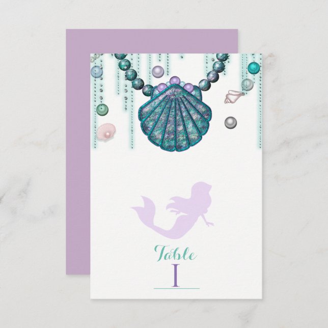 Invitation Purple Mermaid Beach Anniversaire de fête Numéro d (Devant / Derrière)