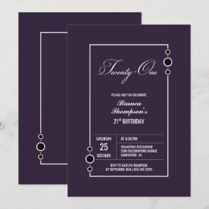 Invitation Purple moderne 21e anniversaire