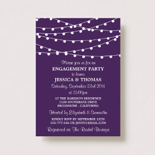 Invitation Purple moderne String Lights Partie d'engagement