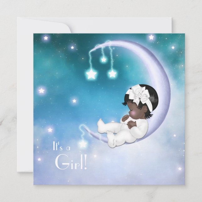 Invitation Purple Moon Ethnique Baby Girl Douche (Devant)